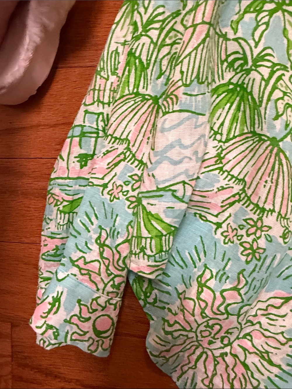 Lilly Pulitzer Blue Green Pink Tropical Print Button-Up Blouse - Picture 8 of 9